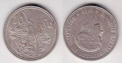 10 Franc Silber Münze Luxemburg 1929