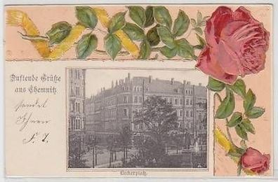 50270 Präge Ak Duftende Grüße aus Chemnitz Beckerplatz 1902
