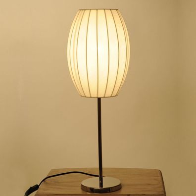 cagü: Design Retro Lounge Tischlampe Tischleuchte [LOOP PRISMA] Weiß Stoff 60cm
