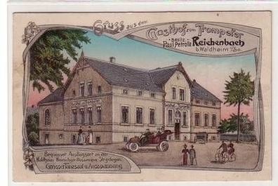 49176 Ak Gruß aus dem Gasthof zum Trompeter Reichenbach bei Waldheim 1912