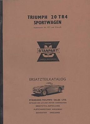 Ersatzteilkatalog Triumph TR4 , Auto, PKW, Oldtimer, Klassiker