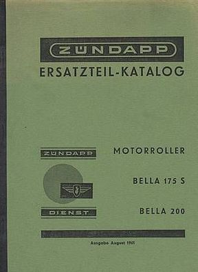 Ersatzteilkatalog Zündapp Motorroller Bella 175 S und Bella 200, Oldtimer