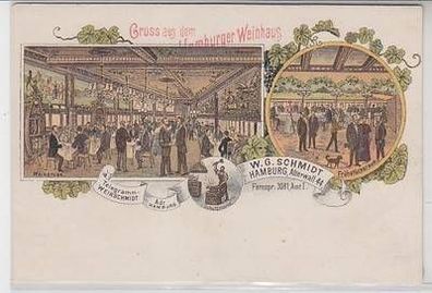 50417 Ak Lithographie Gruß aus dem Hamburger Weinhaus um 1900