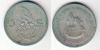 5 Franc Silber Münze Luxemburg 1929