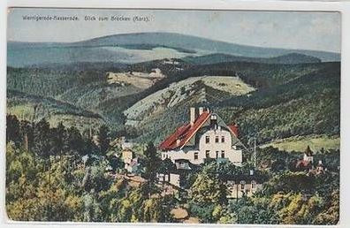 51014 Ak Wernigerode Hasserode Blick zum Brocken Harz um 1920