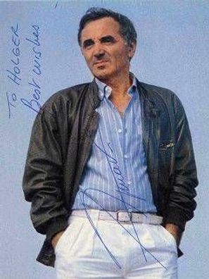 Charles Aznavour Autogramm ca.10x15 cm (#Mu Int 33)