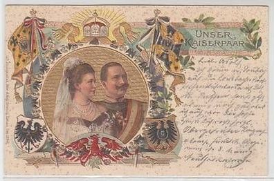 50899 Präge Ak Lithographie "Unser Kaiserpaar" 1902