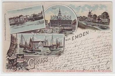 50873 Ak Lithographie Gruß aus Emden 1897