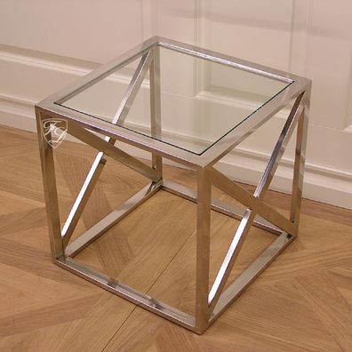 Glastisch Telefon Tisch Glas Quadrat Modern Beistelltisch Lampe Wohnzimmertisch