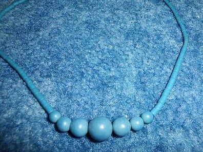 Halskette -Modeschmuck--blaue Perlen-43cm Länge