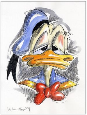 Klausewitz: Original Feder und Aquarell : Donald Duck Faces VI /24x32 cm
