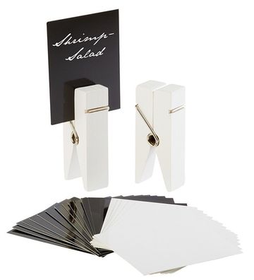 2er Set Tisch Kartenhalter Platzkartenhalter Klammer Weiß mit 30 Karten