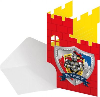 8 Einladungen Ritter Wappen Knight Burg Castle Invitation Geburtstag Birthday