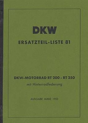 DKW Ersatzteile Liste 81 RT 200 H RT 250H, Motorrad, Oldtimer, Klassiker, Zweirad