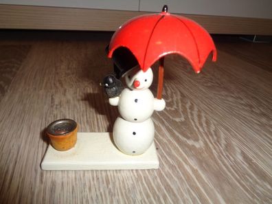 Kerzenhalter mit Schneemann und Schirm - expertic DDR