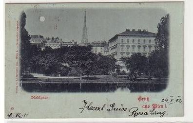 52002 Mondscheinkarte Gruß aus Wien Stadtpark 1902