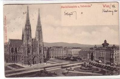 52034 Ak Wien Maximiliansplatz und Votivkirche 1902