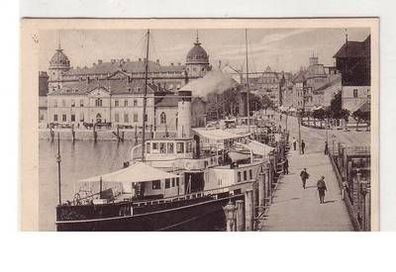 46992 Ak Konstanz Hafenpartie mit Dampfer 1919