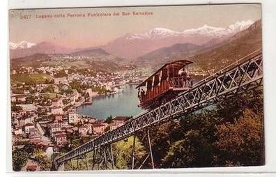 51987 Ak Lugano colla Ferrovia Funicolare del San Salvatore 1909