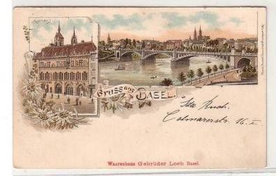 51984 Ak Lithographie Gruß aus Basel Rathaus usw. 1899