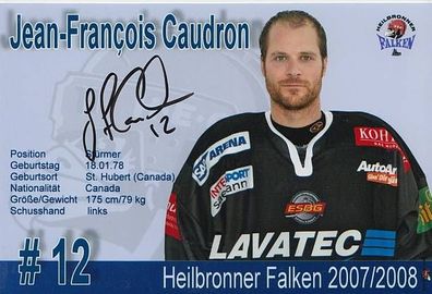 Jean-Francois Caudron Heilbronner Falken TOP Foto 2007-08 Original Signiert + A 20139