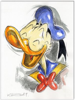 Klausewitz: Original Feder und Aquarell : Donald Duck Faces IX / 24x32 cm