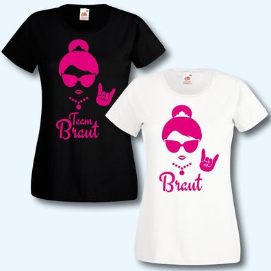 T-Shirt, Fun-Shirt, Hipster, Team Braut, Junggesellenabschied, JGA, Edition Pink