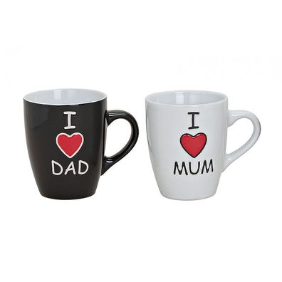 Kaffeetasse Kaffeebecher Becher I love Mum Dad Tasse Teetasse Geschenk