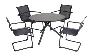 5tlg. Tischgruppe Set Garten Sitzgruppe Tisch Stuhl Stühle Sessel Freischwinger