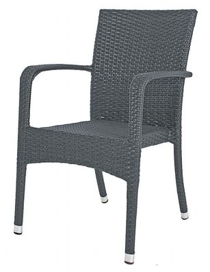 2x Garten Stapelstuhl Balkon Terrasse Stuhl Stühle Sessel Rattan Optik grau
