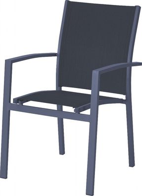 2x Alu Garten Stapelstuhl Balkon Terrasse Stuhl Stühle Sessel Hochlehner grau