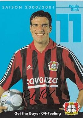 Paulo Rink Bayer Leverkusen 2000-01 Autogrammkarte + A20200