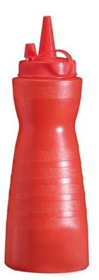 Quetschflasche Dosierflasche Soßenflasche mit Verschlusskappe 0,35L -Farbe: rot