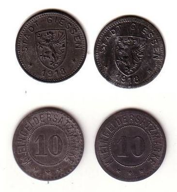 2 Zink Münzen Notgeld der Stadt Giessen 1918