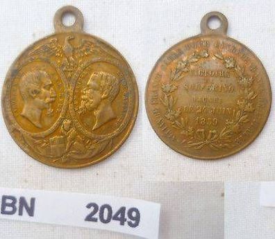 Bronze Medaille Kaiser Napoleon III und V. Emanuell König von Sardinien 1859