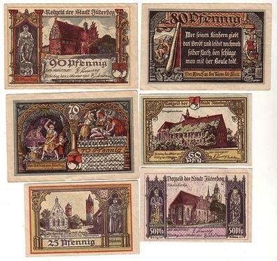 6 Banknoten Notgeld der Stadt Jüterbog 1920