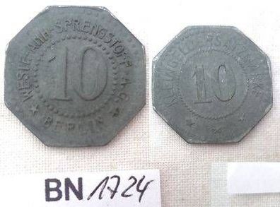 10 Pfennig Zink Not Münze Westf. Anh. Sprengstoff A.G. Berlin um 1920
