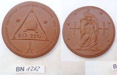 Porzellan Medaille 10 Mark Einheitsverband Deutscher Kriegsbeschädigter um 1922