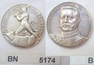 Silber Medaille "Zur Befreiung Ostpreussens" 1914 Hindenburg