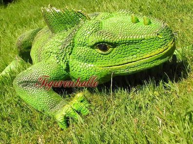 Grüner Legeuan Figur Jungel Dekoration lebensgroß Haustier Terrarium