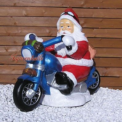 Weihnachtsmann Biker Motorrad Figur Statue Skulptur Dekoration Deko Weihnachtlich