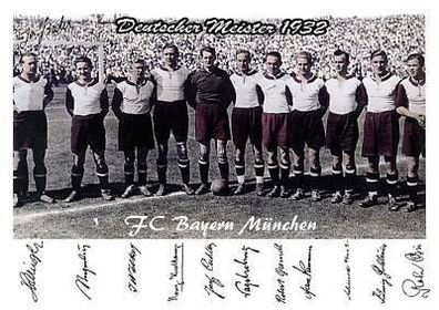 FC Bayern München Deutscher Meister 1932 12 Autogramme