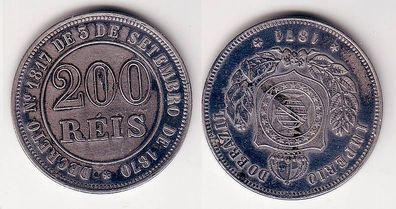 seltene 200 Reis Münze Brasilien 1871