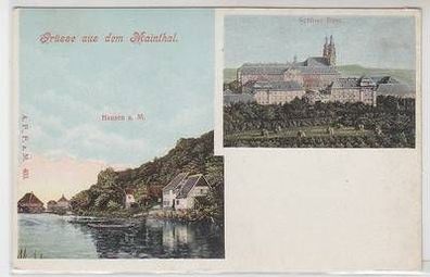 11058 Ak Grüße aus dem Mainthal Hausen a.M. Schloss Banz um 1900