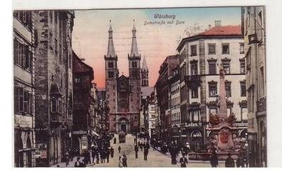 47344 Ak Würzburg Domstrasse mit Verkehr und Dom 1918