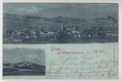 51799 Mondscheinkarte Gruß aus Obervichtach Haus Murach 1899