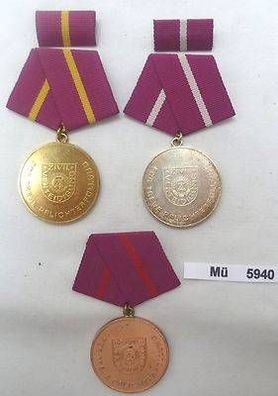 3 x DDR Orden für treue Dienste Zivilverteidigung in Gold, Silber und Bronze
