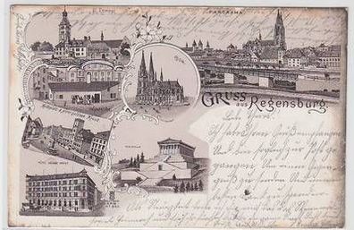 52226 AK Lithographie Gruß aus Regensburg 1899