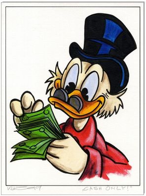 Klausewitz: Original Acryl auf Acrylmalpapier: Dagobert Duck Cash only! /30x40 cm