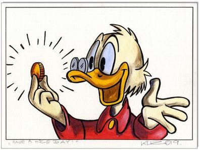 Klausewitz: Original Acryl auf Acrylmalpapier: Dagobert Duck Have a nice.. /30x40 cm
